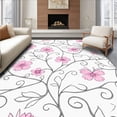 thumbnail image 1 of ODIKA 8' Machine Washable Non-Slip Area Rug, Elegant Botanical Spiral with Delicate Blossom Motifs and Curved Vines High Traffic Rug, Pink, 238072, 1 of 7