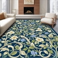 thumbnail image 1 of ODIKA 4'x6' Machine Washable Non-Slip Area Rug, Elegant Botanical Vine Floor Covering with Lush Foliage Design High Traffic Rug, Blue, 137310, 1 of 7