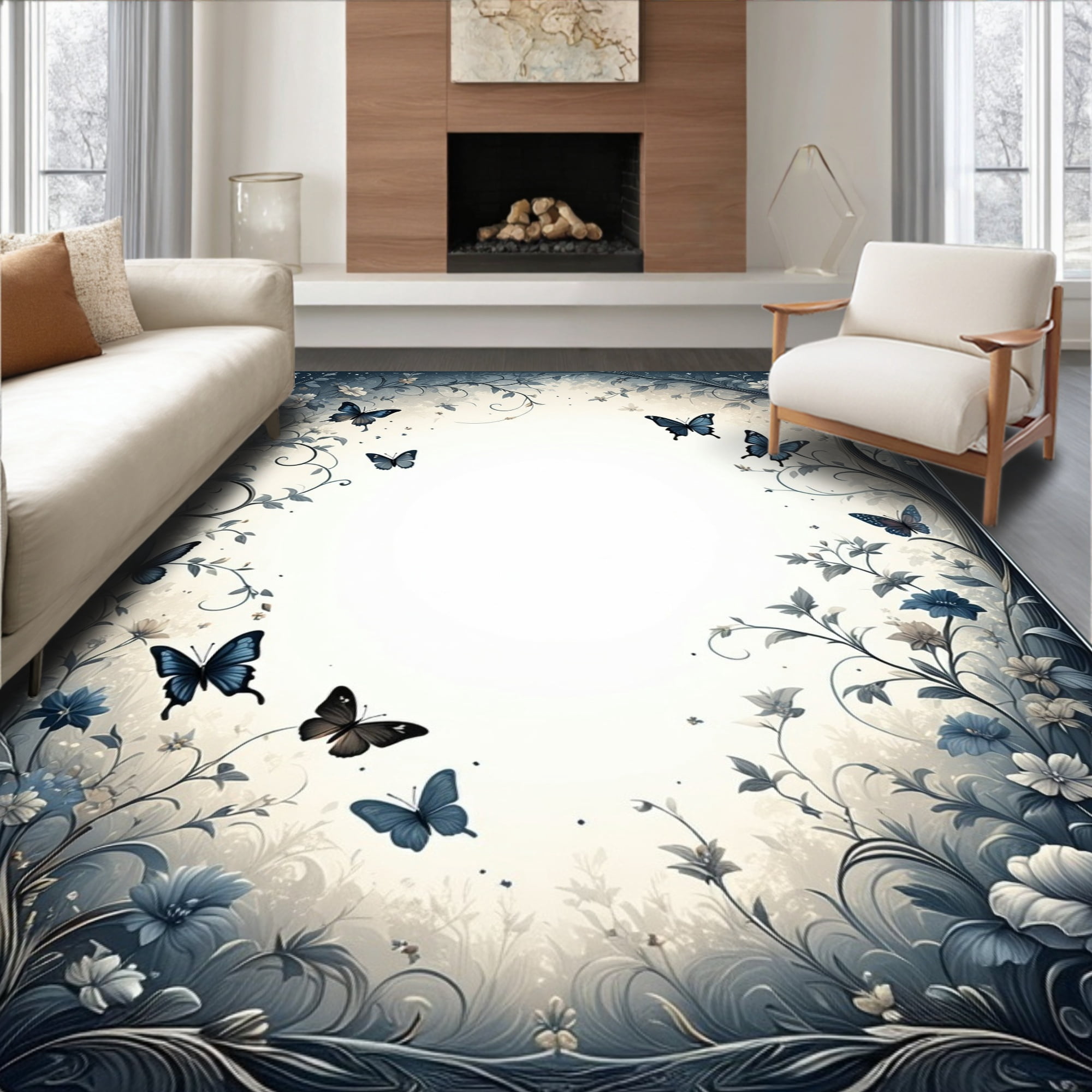 Translucent Lace Rugs ODIKA 2'x3' Machine Washable Non-Slip Area Rug, Elegant with Vintage ...