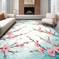 thumbnail image 1 of Flatwoven High Traffic Area Rug, Elegant Cherry Blossom Area Rug with Teal Floral Accents and Non Slip Backing, Non Slip, Stain Resistant, Washable Area Rugs for Living Room, Bedroom(Pink, 4X6), 1 of 8