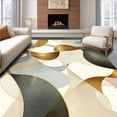 thumbnail image 1 of ODIKA 3'x5' Machine Washable Non-Slip Area Rug, Elegant Curvilinear Ribbon Design With Lustrous Gold Accents High Traffic Rug, Beige, 127419, 1 of 7