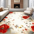 thumbnail image 1 of ODIKA 5'x7' Machine Washable Non-Slip Area Rug, Elegant Earthy Floral High Traffic Rug, Red, 20560, 1 of 7