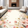 thumbnail image 1 of ODIKA 4'x6' Machine Washable Non-Slip Area Rug, Elegant Floral Burst Modern Blossom Decoration High Traffic Rug, Pink, 151535, 1 of 7