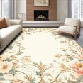 thumbnail image 1 of ODIKA 2'x3' Machine Washable Non-Slip Area Rug, Elegant Floral Medallion with Delicate Curvilinear Motifs High Traffic Rug, Ivory, 233318, 1 of 7