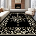 thumbnail image 1 of ODIKA 6' Machine Washable Non-Slip Area Rug, Elegant Floral Medallion with Victorian Animal Motifs High Traffic Rug, Black, 303625, 1 of 7