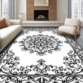 thumbnail image 1 of ODIKA 4'x6' Machine Washable Non-Slip Area Rug, Elegant Floral Motif Design with Intricate Black and High Traffic Rug, Black, 293426, 1 of 7