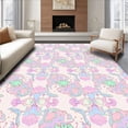 thumbnail image 1 of ODIKA 6' Machine Washable Non-Slip Area Rug, Elegant Interlocking Floral in Pastel Shades High Traffic Rug, Pink, 289074, 1 of 7