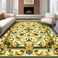 thumbnail image 1 of ODIKA 2'x3' Machine Washable Non-Slip Area Rug, Elegant Italian Inspired Scrollwork With Baroque Floral Elegance High Traffic Rug, Yellow, 166367, 1 of 7