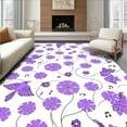 thumbnail image 1 of ODIKA 8'x8' Machine Washable Non-Slip Area Rug, Elegant Magpies Melody Floral High Traffic Rug, Purple, 298252, 1 of 7
