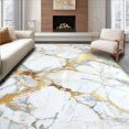 thumbnail image 1 of Flatwoven High Traffic Area Rug, Elegant Marble Gold &, Non Slip, Stain Resistant, Washable Area Rugs for Living Room, Bedroom(White, 6X9), 1 of 8