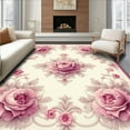 thumbnail image 1 of ODIKA 6'x9' Machine Washable Non-Slip Area Rug, Elegant Rosette Bloom Ornamental Design High Traffic Rug, Pink, 221512, 1 of 7