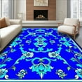 thumbnail image 1 of ODIKA 2'x3' Machine Washable Non-Slip Area Rug, Elegant Scrollwork Design with Curved Interlocking Floral High Traffic Rug, Blue, 255485, 1 of 7