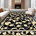 thumbnail image 1 of ODIKA 4'x6' Machine Washable Non-Slip Area Rug, Elegant Scrollwork Featuring Symmetrical Vine And Stylized Leaves High Traffic Rug, Gold, 210867, 1 of 7