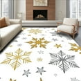 thumbnail image 1 of Flatwoven High Traffic Area Rug, Elegant Snowflake Festive Holiday Sparkling Winter Decoration, Non Slip, Stain Resistant, Washable Area Rugs for Living Room, Bedroom(Gold, 4X6), 1 of 8