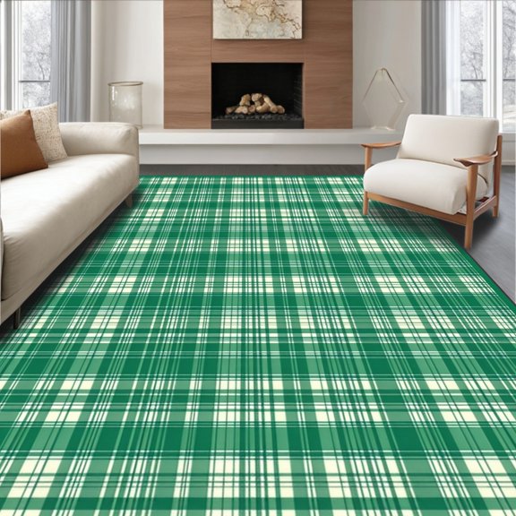 Flatwoven High Traffic Area Rug, Elegant Subtle Earthy Tones, Non Slip, Stain Resistant, Washable Area Rugs for Living Room, Bedroom(Green, 2X3)