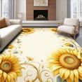 thumbnail image 1 of ODIKA 8'x10' Machine Washable Non-Slip Area Rug, Elegant Sunflower with Artistic Floral for Stylish Interiors High Traffic Rug, Yellow, 87028, 1 of 7