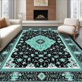 thumbnail image 1 of Flatwoven High Traffic Area Rug, Elegant Teal and Black Medallion, Non Slip, Stain Resistant, Washable Area Rugs for Living Room, Bedroom(Black, 4X6), 1 of 8