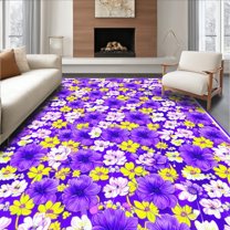 Flatwoven High Traffic Area Rug, Elegant Textured Petal Arrangement, Non Slip, Stain Resistant, Washable Area Rugs for Living Room, Bedroom(Purple, 4X6)