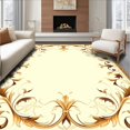 thumbnail image 1 of Flatwoven High Traffic Area Rug, Elegant Vintage Inspired Baroque Swirl and Leaf, Non Slip, Stain Resistant, Washable Area Rugs for Living Room, Bedroom(Beige, 4X6), 1 of 8