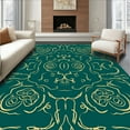 thumbnail image 1 of Flatwoven High Traffic Area Rug, Emerald Flowing Design, Non Slip, Stain Resistant, Washable Area Rugs for Living Room, Bedroom(Green, 2X3), 1 of 8