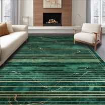 Flatwoven High Traffic Area Rug, Emerald Geometric Elegance Fusion, Non Slip, Stain Resistant, Washable Area Rugs for Living Room, Bedroom(Green, 4X6)