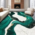 thumbnail image 1 of ODIKA 4'x6' Machine Washable Non-Slip Area Rug, Emerald Swirls & Black Veins Abstract Marble Modern Art High Traffic Rug, Green, 147081, 1 of 7