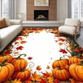 thumbnail image 1 of ODIKA 5'x7' Machine Washable Non-Slip Area Rug, Enchanted Autumn Highland Cow with Pumpkin and Leaf Motifs High Traffic Rug, Brown, 60124, 1 of 7