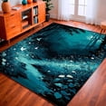 thumbnail image 1 of ODIKA 6'x9' Machine Washable Non-Slip Area Rug, Enchanted Fairy Mystical Garden Whimsical Design High Traffic Rug, Teal, 186509, 1 of 7