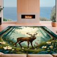 thumbnail image 1 of ODIKA 5'x7' Machine Washable Non-Slip Area Rug, Enchanted Forest Deer High Traffic Rug, Brown, 156605, 1 of 7