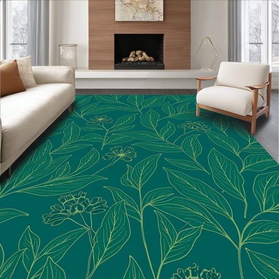 Flatwoven High Traffic Area Rug, Enchanted Forest Creature Whimsy, Non Slip, Stain Resistant, Washable Area Rugs for Living Room, Bedroom(Green, 2X3)
