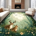 thumbnail image 1 of ODIKA 3'x5' Machine Washable Non-Slip Area Rug, Enchanted Forest Creatures Mystical Wooded Realm Design High Traffic Rug, Green, 59551, 1 of 7