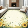 thumbnail image 1 of ODIKA 4'x6' Machine Washable Non-Slip Area Rug, Enchanted Forest Symmetrical Vine Decorative Accent High Traffic Rug, Yellow, 198643, 1 of 7