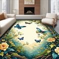 thumbnail image 1 of ODIKA 5'x7' Machine Washable Non-Slip Area Rug, Enchanted Garden Dragonfly Vibrant Nature Inspired High Traffic Rug, Ivory, 96671, 1 of 7