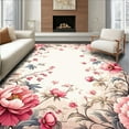 thumbnail image 1 of Flatwoven High Traffic Area Rug, Enchanted Garden Floral Design With Intricate Blossom Motifs, Non Slip, Stain Resistant, Washable Area Rugs for Living Room, Bedroom(Pink, 5X7), 1 of 8
