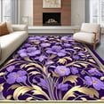 thumbnail image 1 of ODIKA 6'x9' Machine Washable Non-Slip Area Rug, Enchanted Garden Floral Medallion Art Nouveau Accent High Traffic Rug, Purple, 225093, 1 of 7