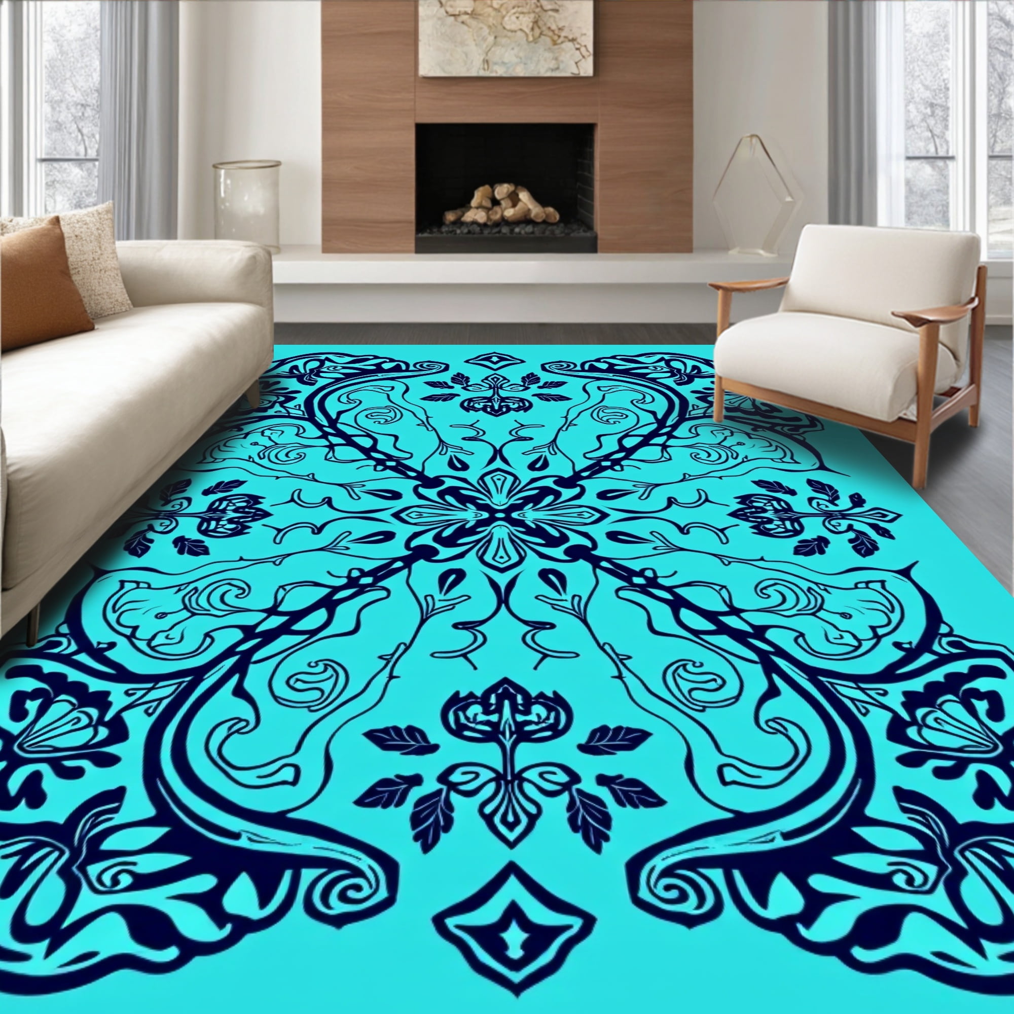 Flatwoven High Traffic Area Rug, Enchanted Garden Medallion with ...