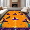 thumbnail image 1 of ODIKA 3'x5' Machine Washable Non-Slip Area Rug, Enchanted Hocus Pocus Door With Mystical Symbols And Bewitched Hat High Traffic Rug, Orange, 100984, 1 of 7