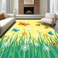 thumbnail image 1 of ODIKA 4'x6' Machine Washable Non-Slip Area Rug, Enchanted Meadow With Butterflies and Dandelions High Traffic Rug, Yellow, 301425, 1 of 7