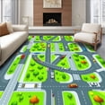 thumbnail image 1 of ODIKA 3'x5' Machine Washable Non-Slip Area Rug, Enchanted Neighborhood Traffic Map High Traffic Rug, Green, 28954, 1 of 7