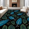 thumbnail image 1 of ODIKA 6'x9' Machine Washable Non-Slip Area Rug, Enchanted Rainforest Canopy Featuring Stylized Exotic Feathers High Traffic Rug, Black, 317008, 1 of 7