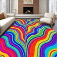 thumbnail image 1 of Flatwoven High Traffic Area Rug, Enchanted Spectrum Wave Textile Art, Non Slip, Stain Resistant, Washable Area Rugs for Living Room, Bedroom(Yellow, 6X9), 1 of 8