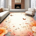 thumbnail image 1 of ODIKA 2'x3' Machine Washable Non-Slip Area Rug, Enchanting Bloom Delicate Insect & Flower Design High Traffic Rug, Peach, 156121, 1 of 7