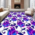 thumbnail image 1 of ODIKA 6' Machine Washable Non-Slip Area Rug, Enchanting Floral Cascade with Vibrant Purple Petals and Fluid Lines High Traffic Rug, Purple, 395577, 1 of 7