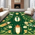 thumbnail image 1 of ODIKA 3'x5' Machine Washable Non-Slip Area Rug, Entomology Archive With Decorative Floral Framework High Traffic Rug, Green, 280008, 1 of 7