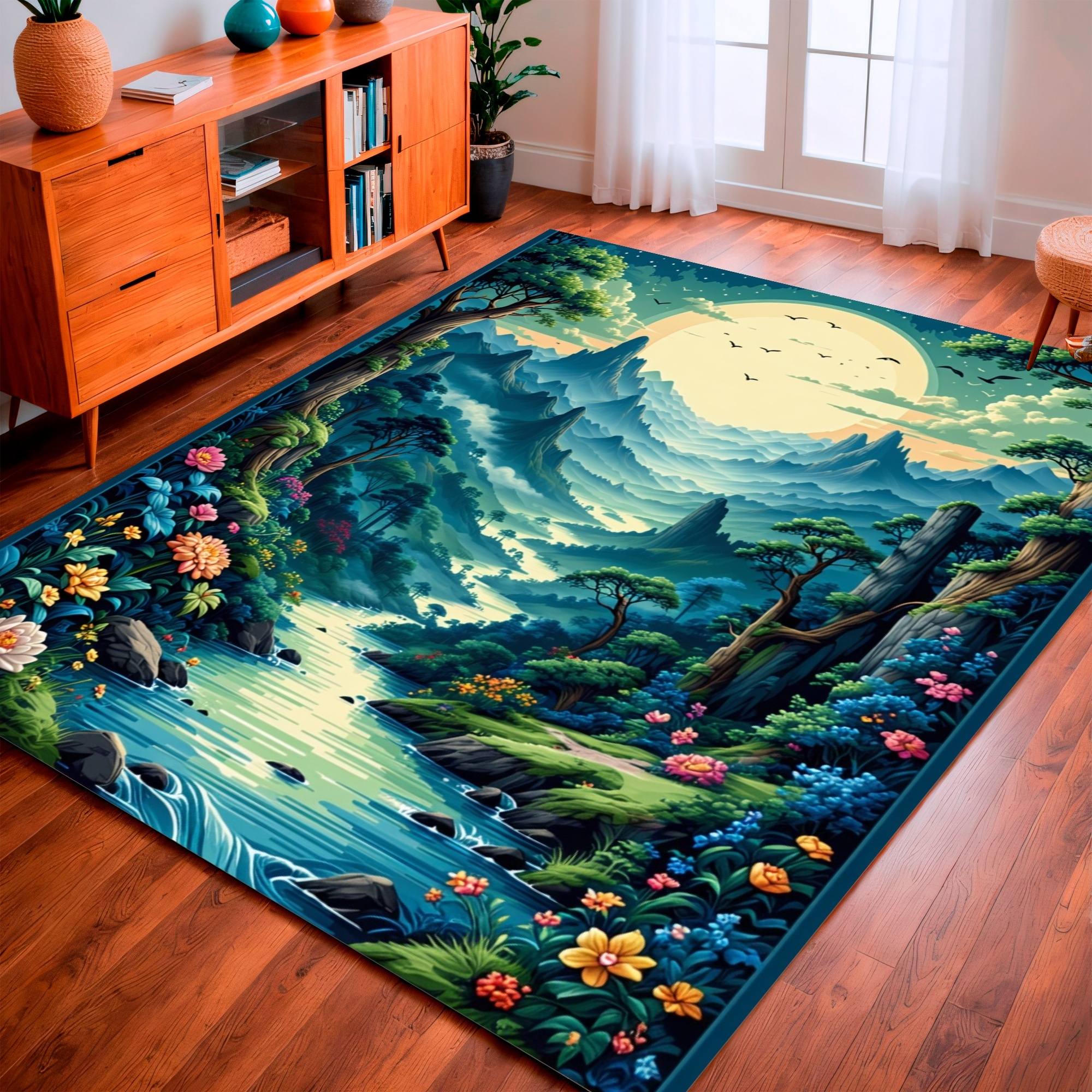 ODIKA 6'x9' Machine Washable Non-Slip Area Rug, Fantasy Landscape ...