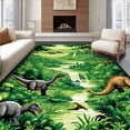 thumbnail image 1 of ODIKA 4'x6' Machine Washable Non-Slip Area Rug, Exciting Safari Animal Graphics High Traffic Rug, Green, 35193, 1 of 7