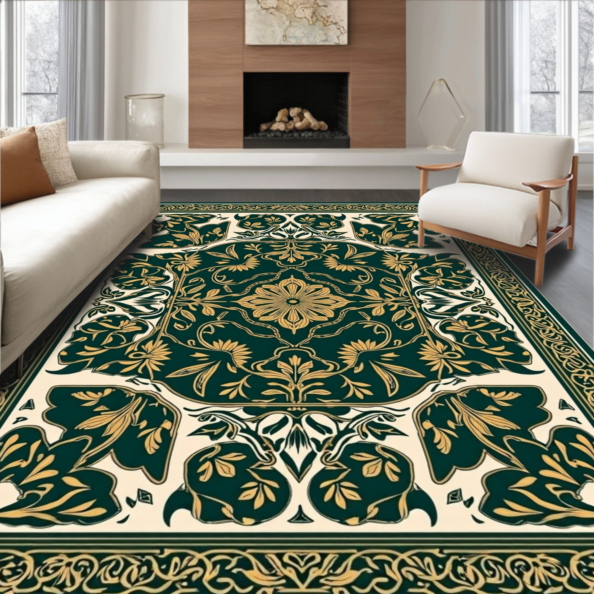 ODIKA 8' Machine Washable Non-Slip Area Rug, Exotic Tiger with ...