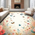 thumbnail image 1 of ODIKA 5'x7' Machine Washable Non-Slip Area Rug, Fairyland Flutter Parade with Playful Motifs and Floral Whirls High Traffic Rug, Peach, 280434, 1 of 7