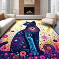 thumbnail image 1 of ODIKA 8'x10' Machine Washable Non-Slip Area Rug, Fantasy Cat Cute Bath Irregular Shape High Traffic Rug, Black, 58959, 1 of 7