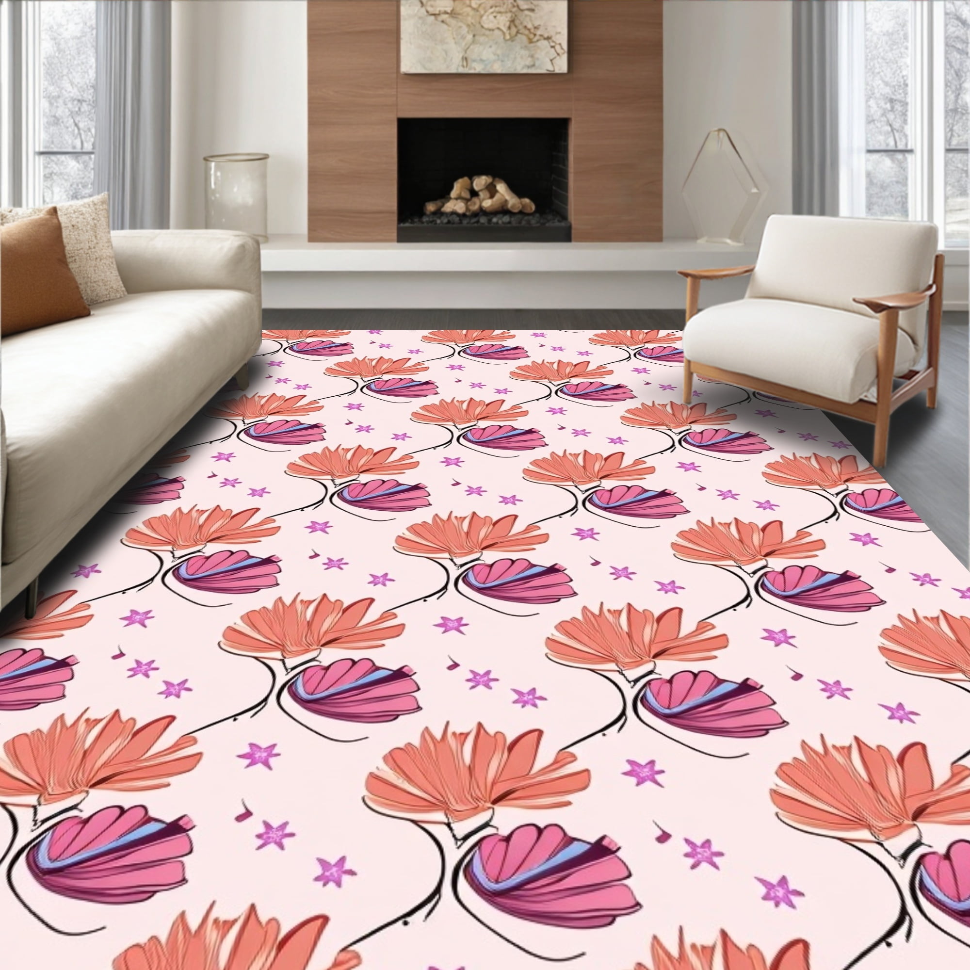 Flatwoven High Traffic Area Rug, Fantasy Mermaid Scale Mosaic with ...